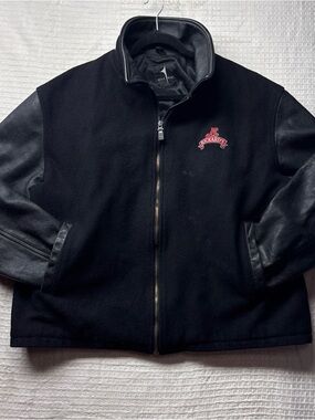 Vintage Rickard's Red One Way Letterman Bomber Jacket Black Size Extra Large